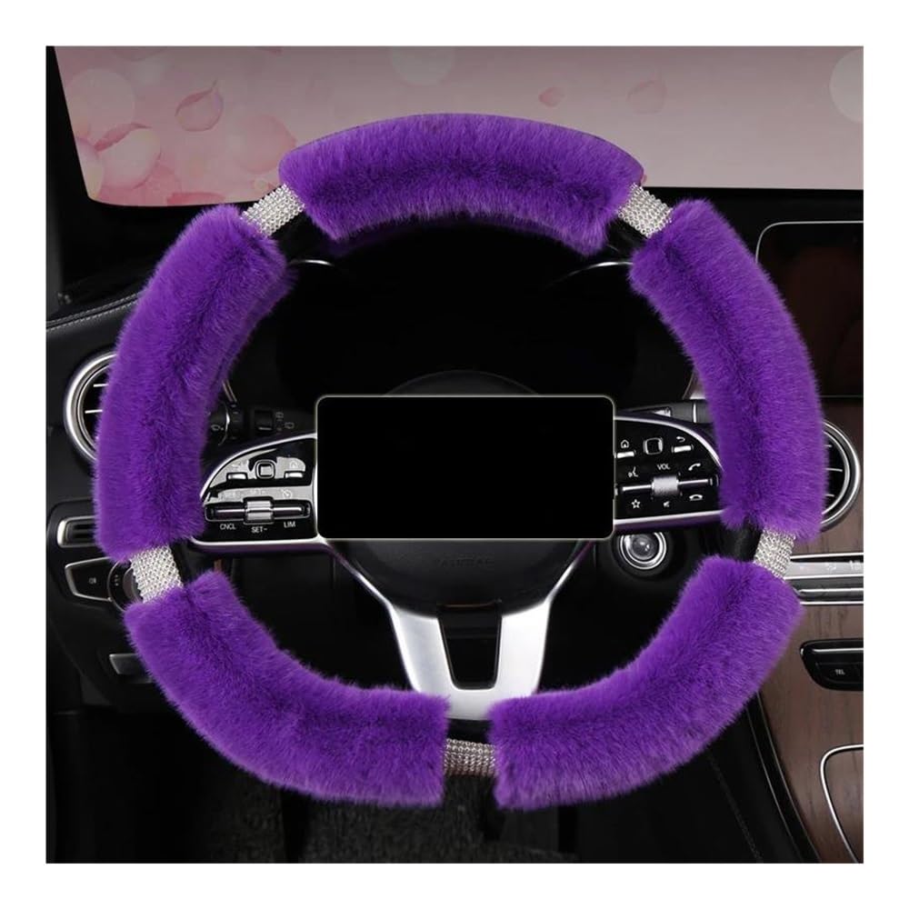 Lenkradhüllen Flauschige Lenkradabdeckung Mit Glitzernden Strasssteinen Diamantfell Pelzige Auto-Lenkradabdeckungen Universell 38 cm Auto Lenkradabdeckung(11 Star Yellow,D Shape) von AUGUST SNOW