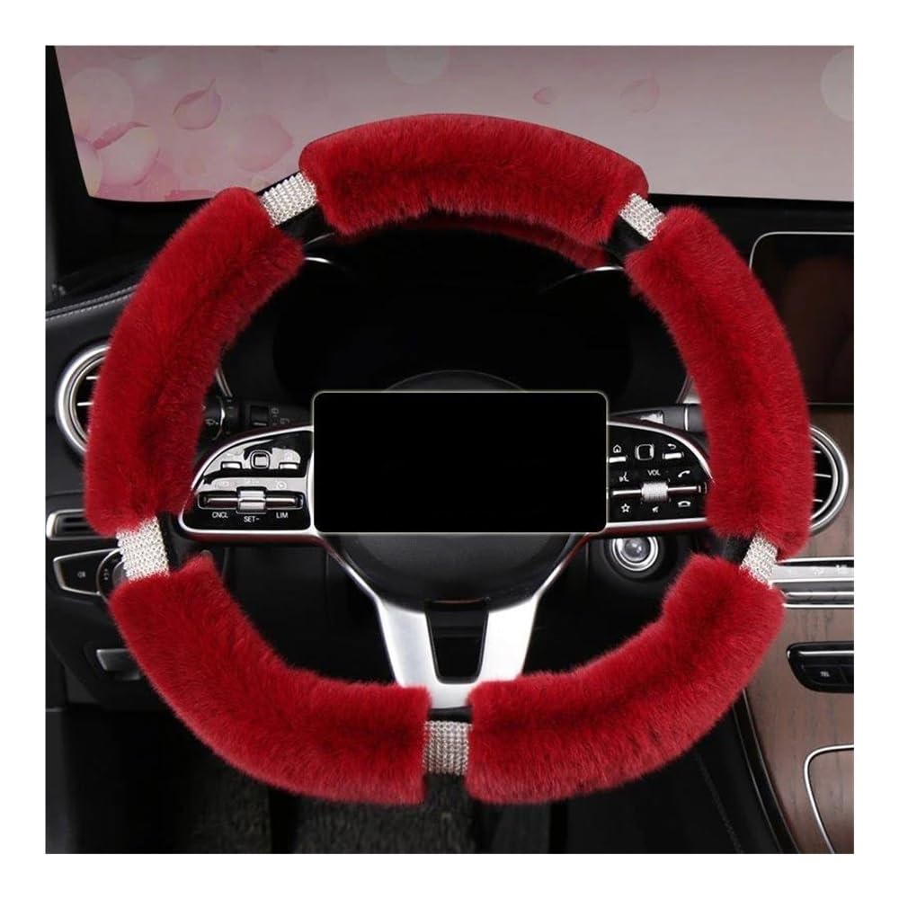 Lenkradhüllen Flauschige Lenkradabdeckung Mit Glitzernden Strasssteinen Diamantfell Pelzige Auto-Lenkradabdeckungen Universell 38 cm Auto Lenkradabdeckung(5,D Shape) von AUGUST SNOW