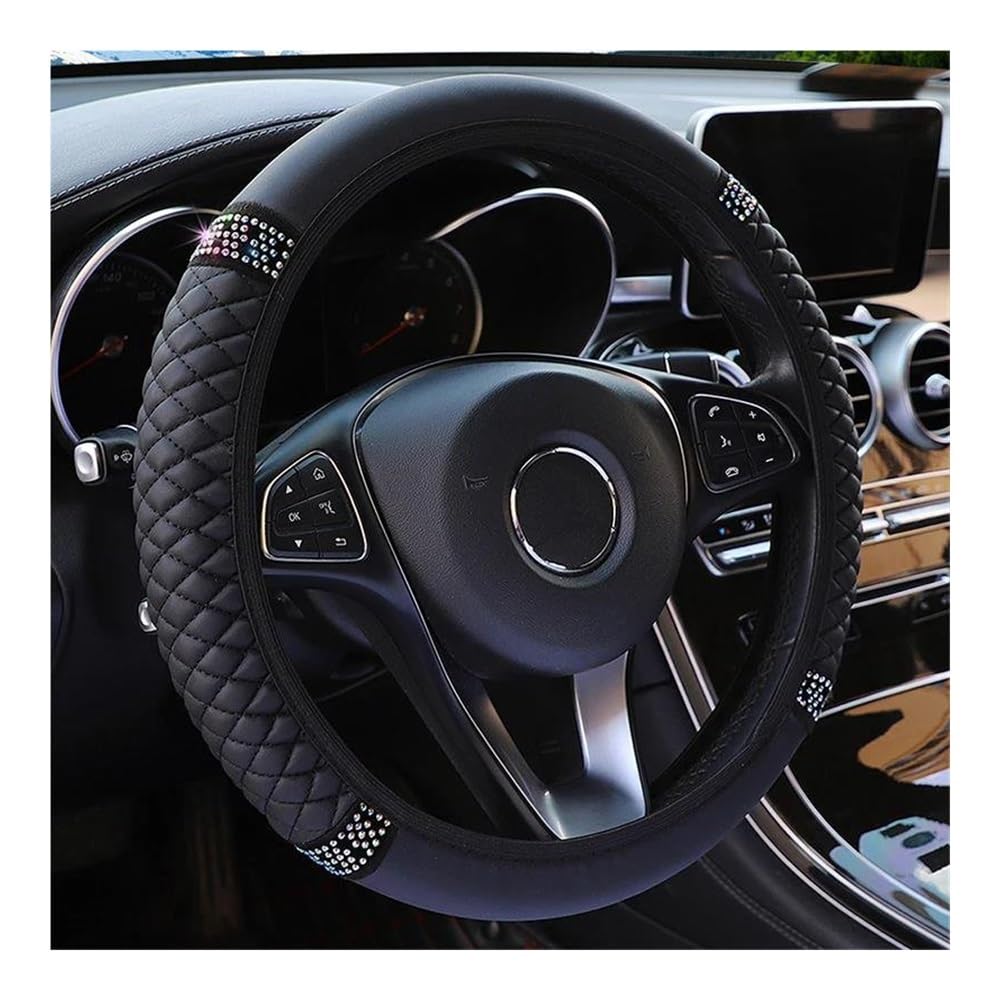 Lenkradhüllen Four Seasons Universeller Auto-Lenkradbezug 37–38 cm Leder Bestickt Mit Diamanten Besetzt Elastischer Lenkradbezug Auto Lenkradabdeckung(09) von AUGUST SNOW