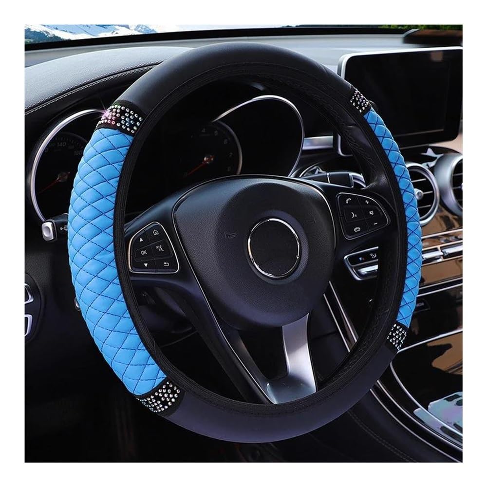 Lenkradhüllen Four Seasons Universeller Auto-Lenkradbezug 37–38 cm Leder Bestickt Mit Diamanten Besetzt Elastischer Lenkradbezug Auto Lenkradabdeckung(11 Star Yellow) von AUGUST SNOW
