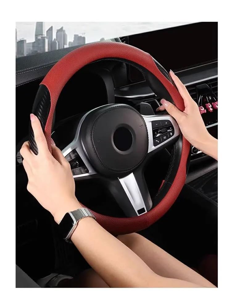 Lenkradhüllen Für Suzuki Für Jimny Für Samurai Für SX4 S Für Cross Für Swift Für Grand Für Vitara 3D Prägung Carbon Faser Leder Auto Lenkrad Abdeckung Auto Lenkradabdeckung(6) von AUGUST SNOW