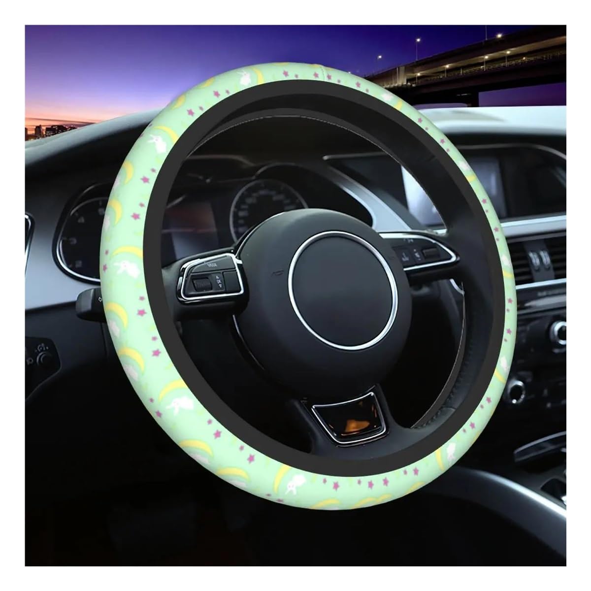 Lenkradhüllen Lenkradbezug Anime-Lenkradschutz Universell Passend Für 14,5–15 Zoll Autozubehör Auto Lenkradabdeckung(11 Star Yellow) von AUGUST SNOW