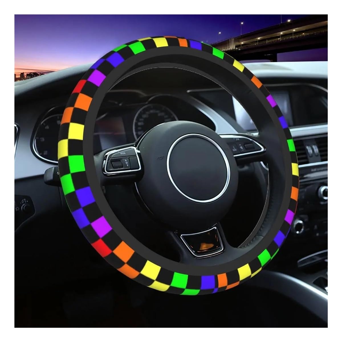 Lenkradhüllen Lenkradbezug Für Tartan-Lenkradschutz Universell 37–38 cm Autozubehör Auto Lenkradabdeckung(1 UK) von AUGUST SNOW