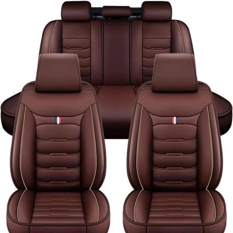 Auto Leder Sitzbezüge für Benz A-Class AMG 2014-2018, Allwetter Atmungsaktiv Wasserdicht rutschfest Autositzbezüge Schonbezüge Sitzkissenschutz Innenraum Zubehör,Coffee von AUHOAZ