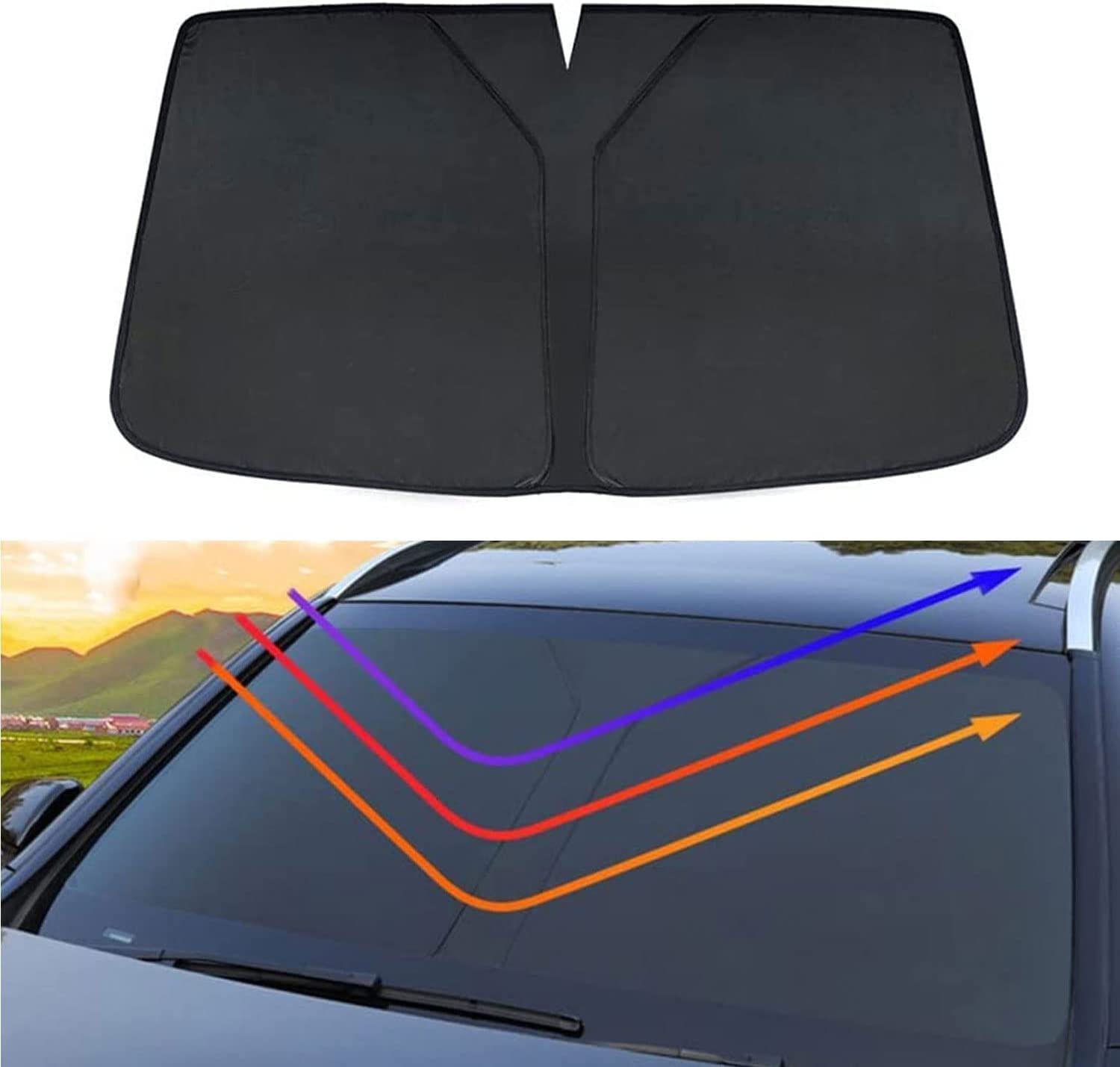 Auto Sonnenschutz Frontscheibe für Toyota Yaris XP21 2020-pr, Autozubehör Frontscheibe Sonnenblende Vollständige UV-Schutz Schutz,- Black von AUJAN