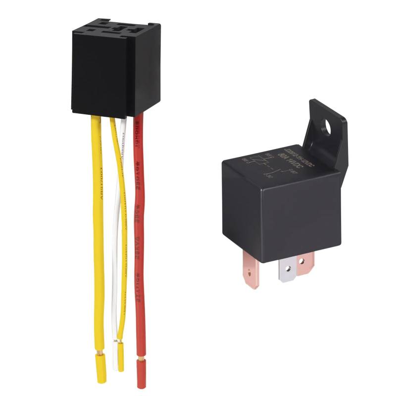AUKENIEN Relais 4 Polig 80A 14V KFZ Auto Relais Relay Wechsler 80 Amp SPST JD2912 Schalter mit Drähte (1 Stück) von AUKENIEN