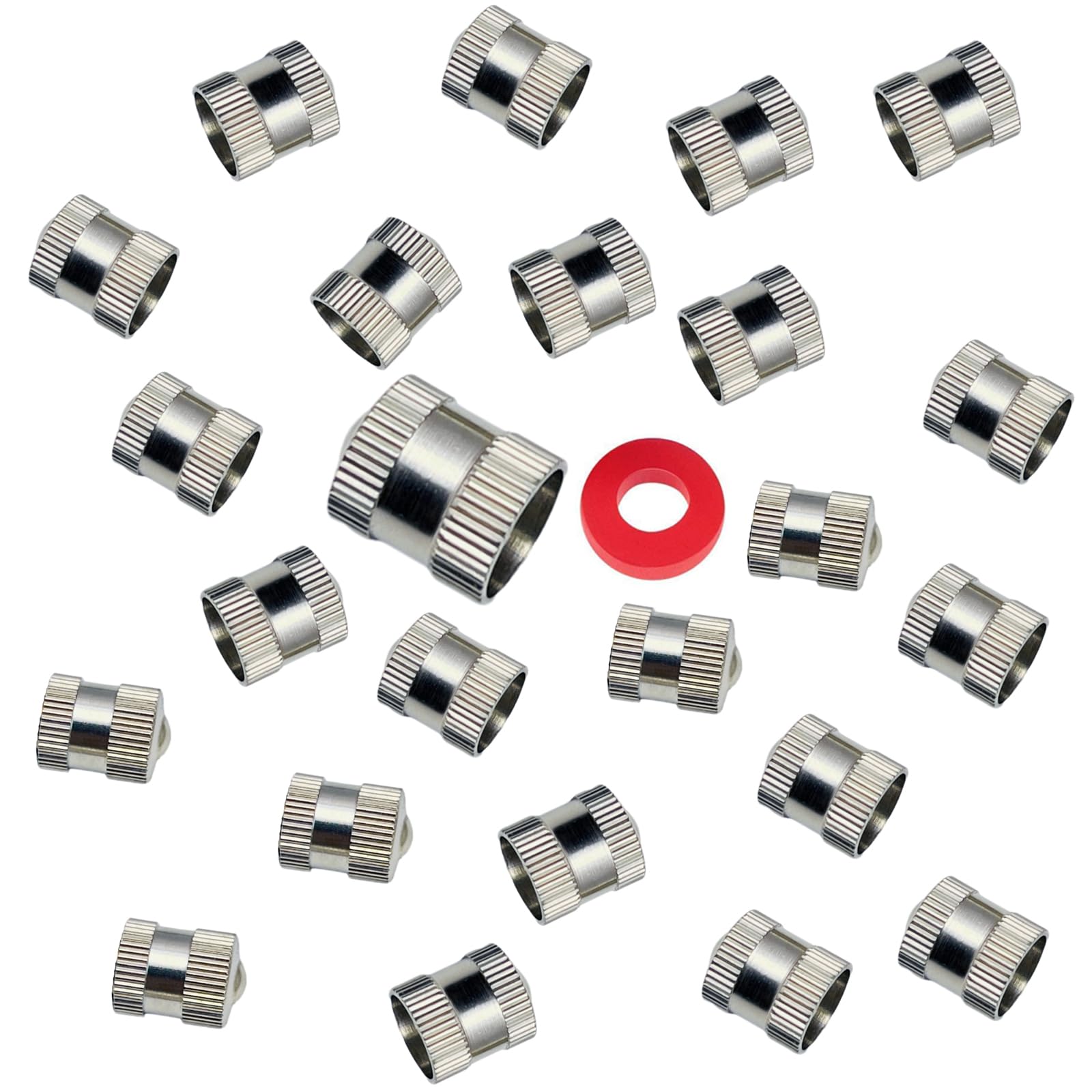 Reifenventilkappen aus Messing, robuste Schaftabdeckungen, staubdicht, mit O-Gummidichtung, Chrom-Messing, einfache Installation, auslaufsicherer Luftschutz, leichte Kappen (Silber), runde Kappen (25 von AUKISS