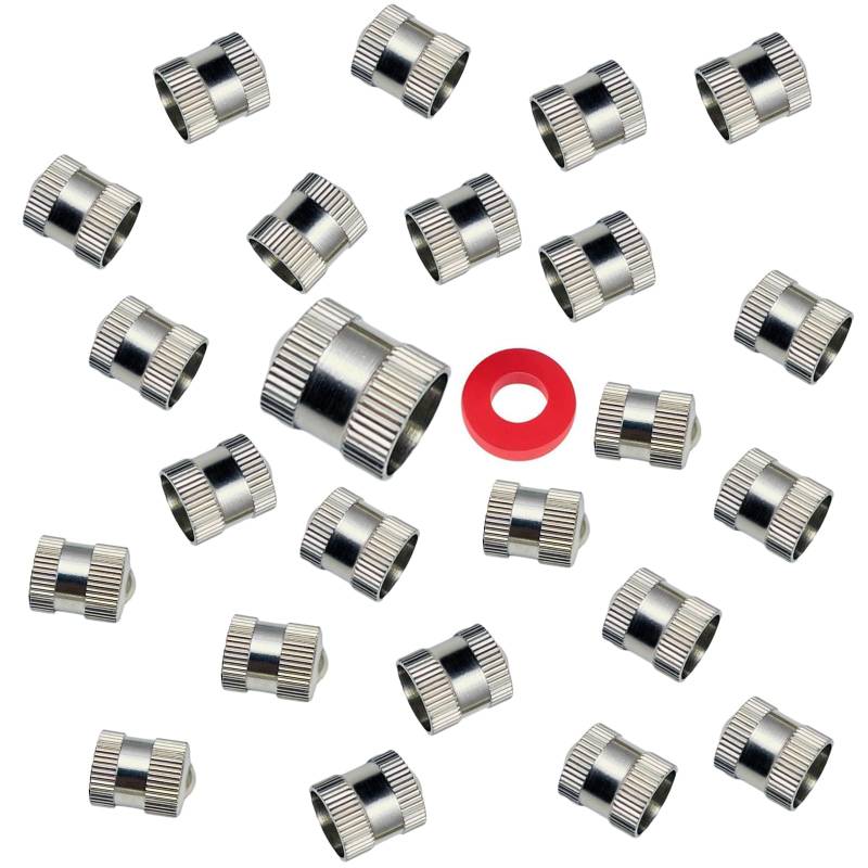 Reifenventilkappen aus Messing, robuste Schaftabdeckungen, staubdicht, mit O-Gummidichtung, Chrom-Messing, einfache Installation, auslaufsicherer Luftschutz, leichte Kappen (Silber), runde Kappen (25 von AUKISS