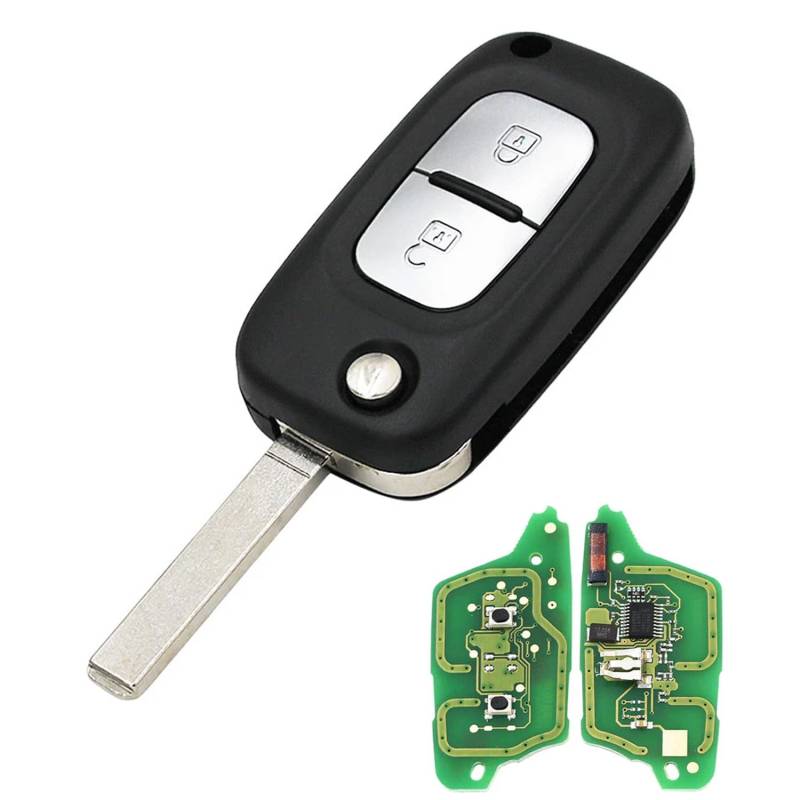 AULESSE 2 Tasten 433MHz Klapp Autoschlüssel Gehäuse Fernbedienung mit PCF7961A Chip für Ren-Ault Clio III Clio 3 Kangoo Master Modus Twingo 2006-2016 Auto Schlüsselgehäuse 7701210033 von AULESSE