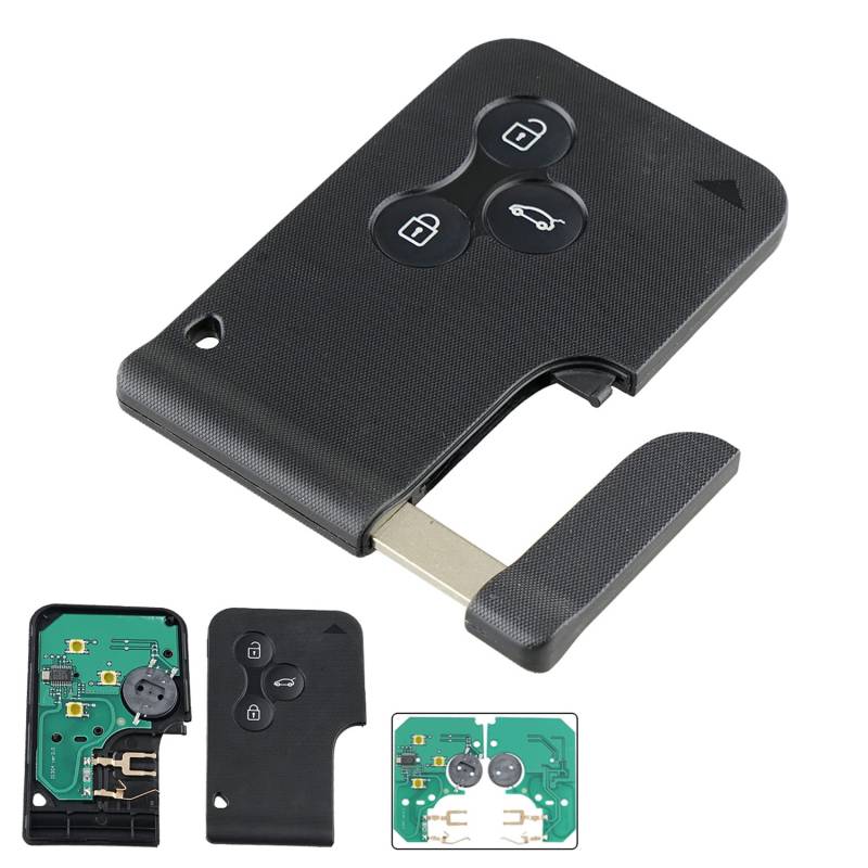 AULESSE 3 Tasten Auto Schlüsselgehäuse Autoschlüssel mit Fernbedienung für Ren-Ault Megane 2 Scenic 2 Clio 3, Elektronisch programmierbar 433 MHz Leere Karte mit ID46 PCF7947 Transponder von AULESSE
