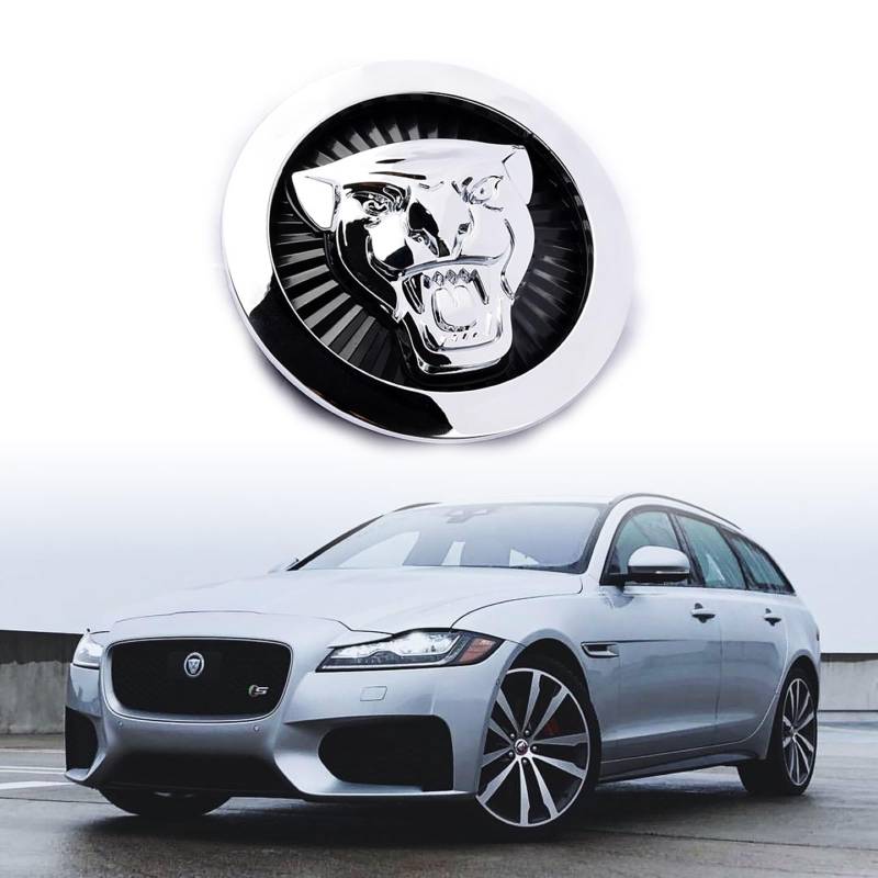 AULPEE Emblem kompatibel mit XE XF XJ F-Type F-PACE Kühlergrill-Emblem 8,6 cm Autoabzeichen Emblem Leopard Jagvar Zubehör (vorne schwarz-Chrom) von AULPEE
