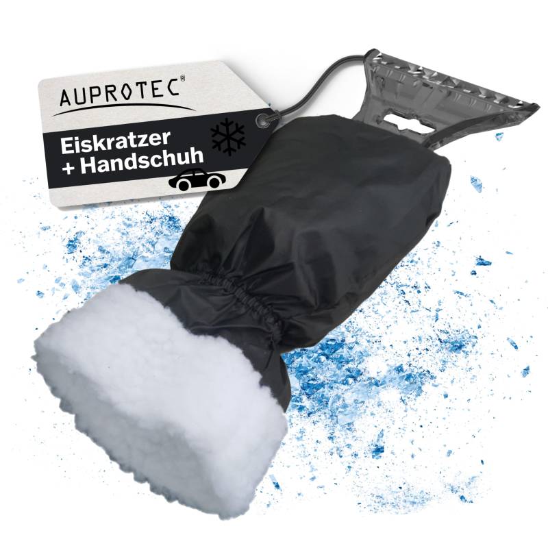 AUPROTEC Eiskratzer mit Handschuh gefüttert/Eiskratzer Auto mit Handschuh/Schneekratzer Auto/Scheibenkratzer Winter/Eisschaber Auto/Eiskratzer Auto Handschuh - Schwarz von AUPROTEC