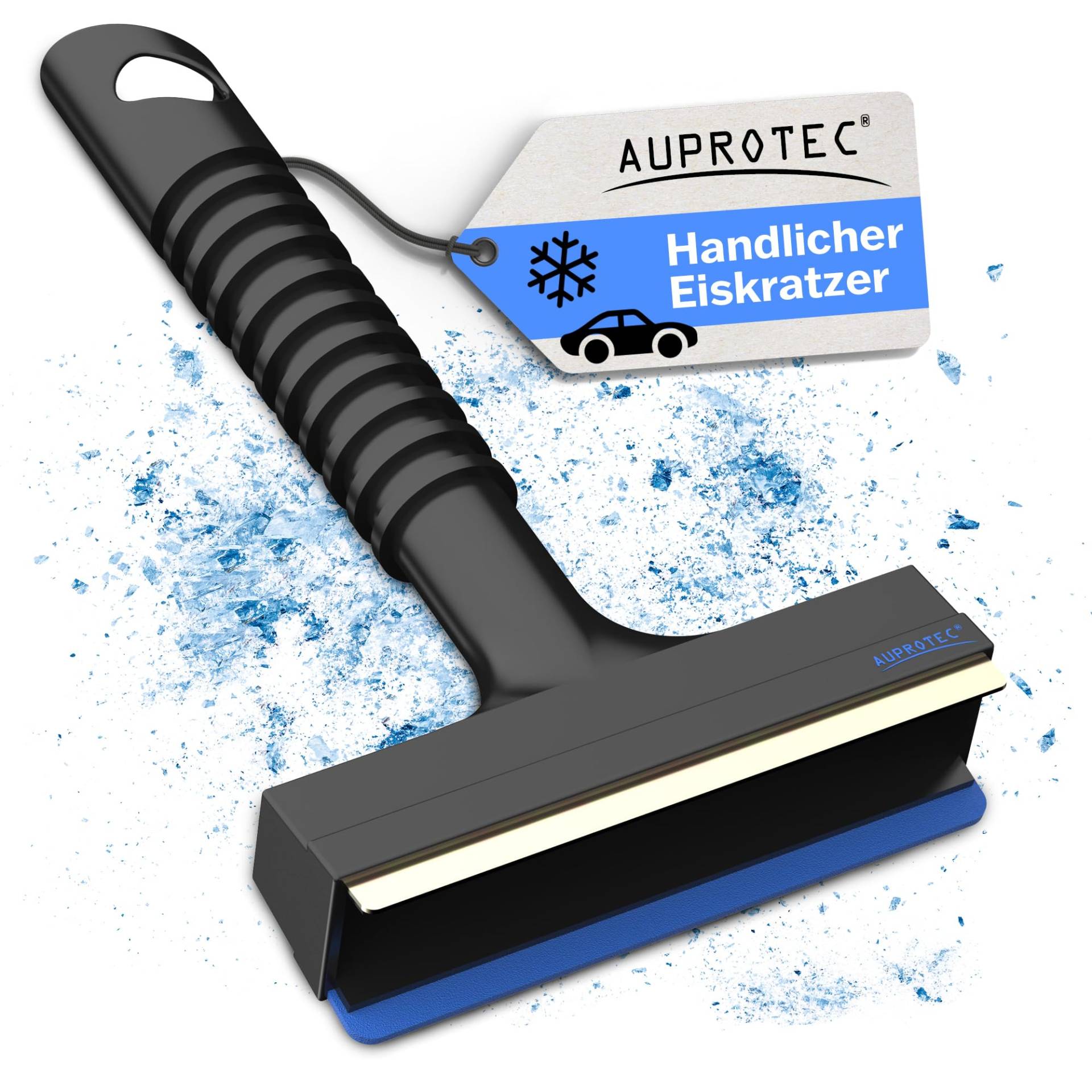 AUPROTEC Eiskratzer Messing – A 13 / Eiskratzer mit Gummilippe & Messingklinge/Scheibenkratzer Auto/Schneekratzer Auto/Scheibenkratzer Winter/Eisschaber Auto – schwarz-blau von AUPROTEC