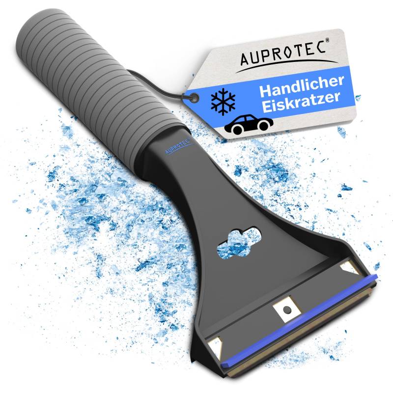 AUPROTEC Eiskratzer Messing/Eiskratzer Auto Messingklinge konvex & Rutschfester Softgriff/Eiskratzer mit Gummilippe/Schneekratzer Auto/Scheibenkratzer Winter/Eisschaber Auto – schwarz-blau von AUPROTEC