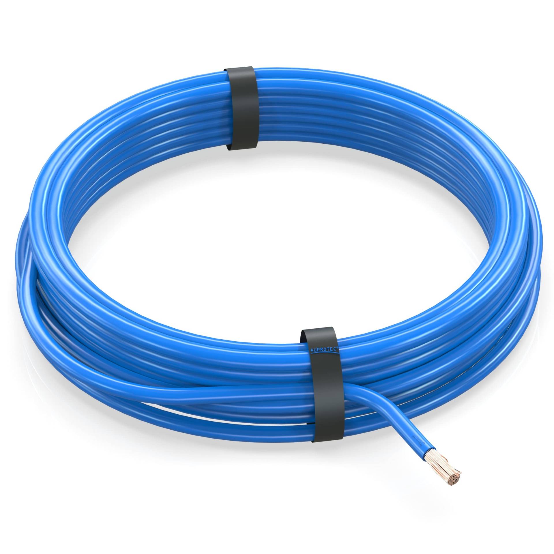 AUPROTEC 10m Fahrzeugleitung 0,50 mm² FLRY-B Auto Kabel als Ring Farbe blau von AUPROTEC