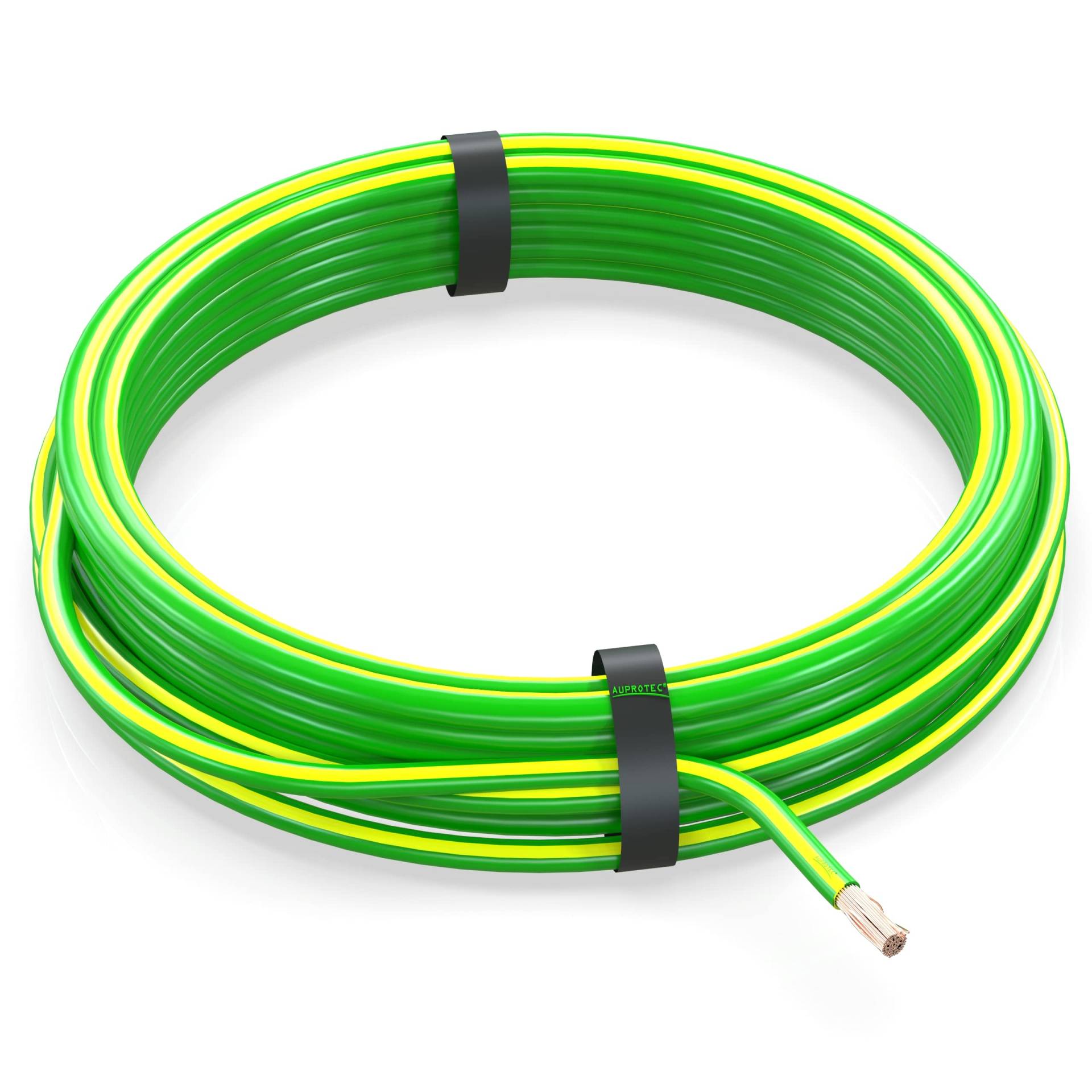 AUPROTEC 10m Fahrzeugleitung 6,0 mm² FLRY-B Auto Kabel als Ring Farbe grün-gelb von AUPROTEC
