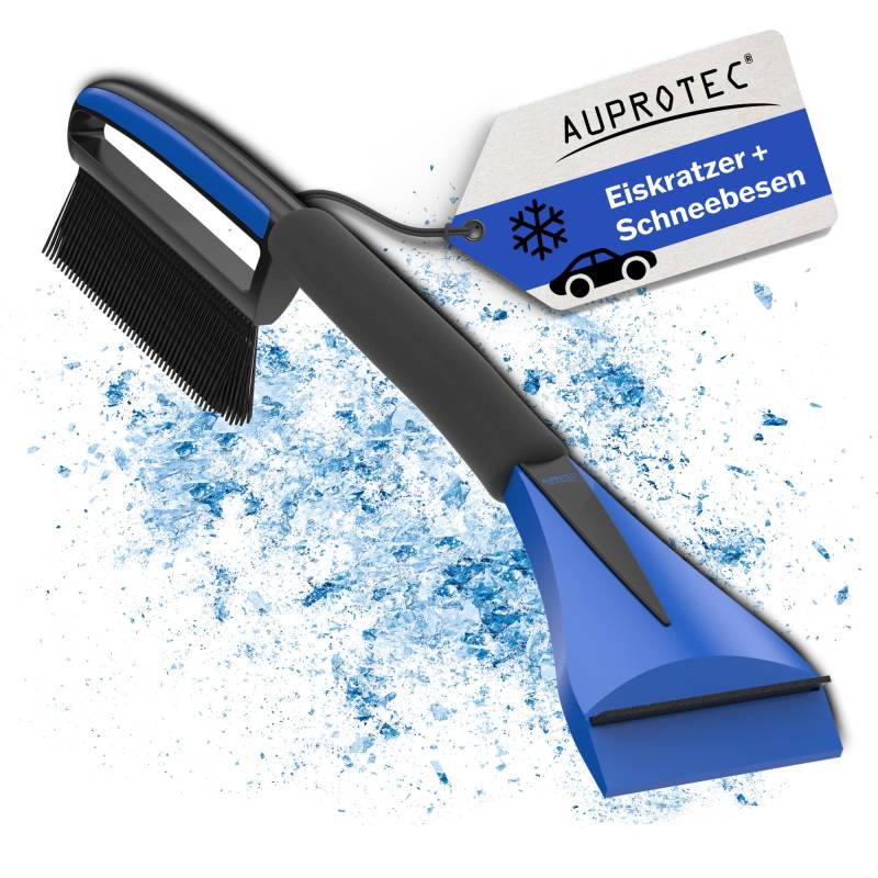 AUPROTEC Eiskratzer Auto mit Besen & Softgriff/Eiskratzer mit Besen/Scheibenkratzer Auto/Schneekratzer Auto mit Besen/Scheibenkratzer Winter/Eisschaber Auto – ASE 1 schwarz-blau von AUPROTEC