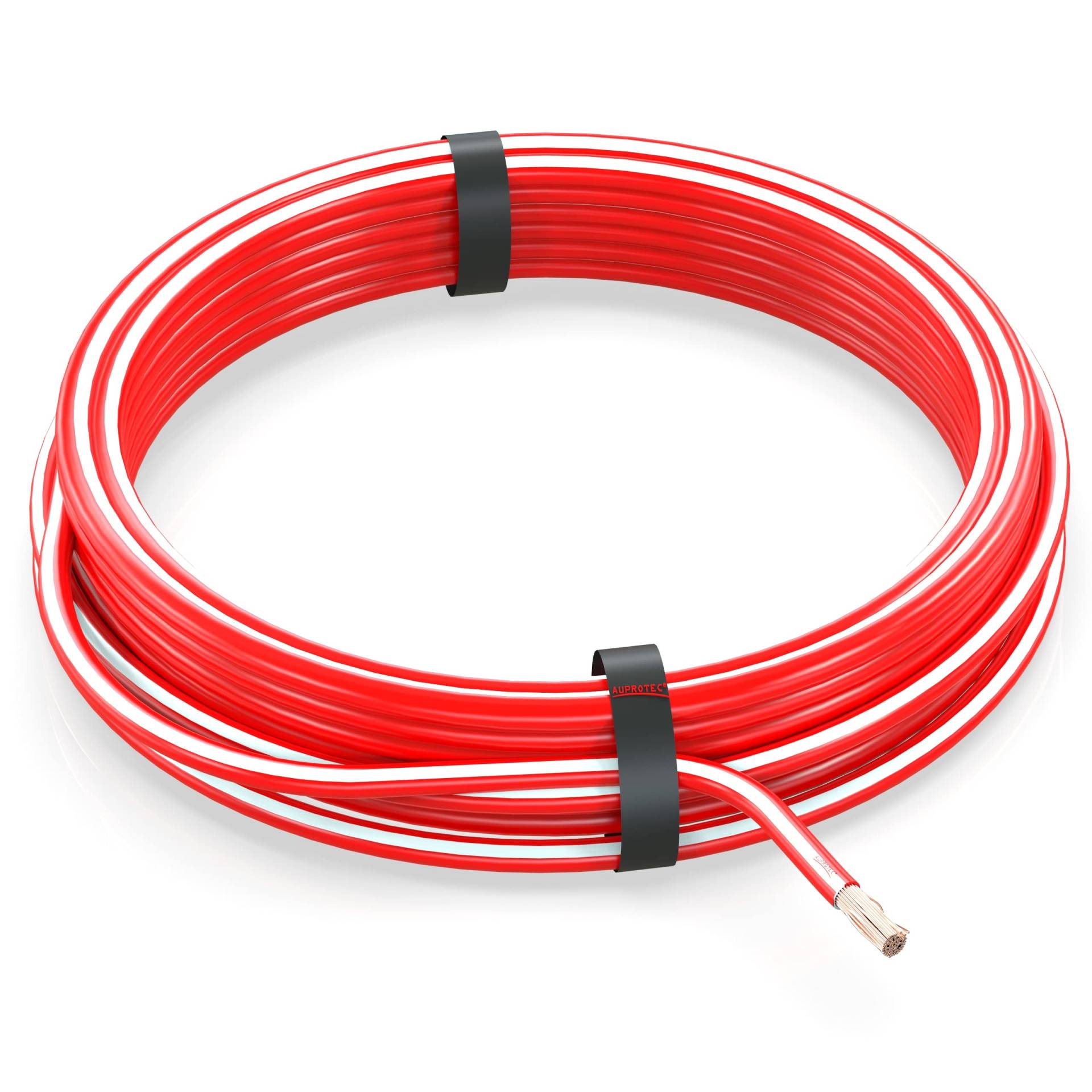 AUPROTEC 10m Fahrzeugleitung 6,0 mm² FLRY-B Auto Kabel als Ring Farbe rot-weiß von AUPROTEC
