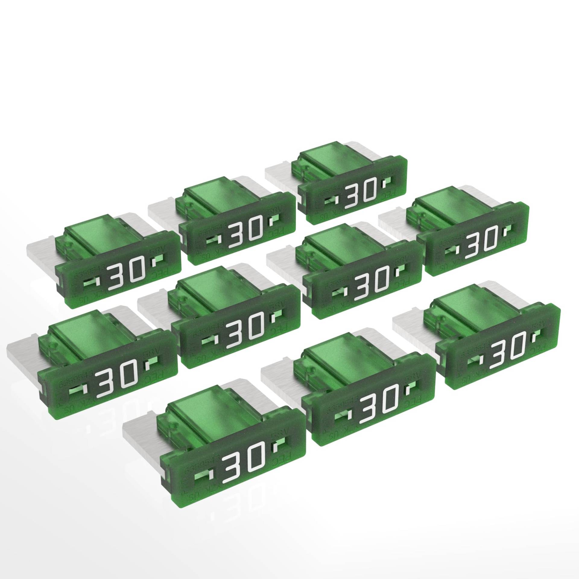 AUPROTEC Mini LP Kfz Sicherungen Flachstecksicherungen 2A - 30A Auswahl: 30A Ampere grün, 10 Stück von AUPROTEC