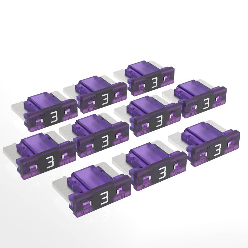 AUPROTEC Mini LP Kfz Sicherungen Flachstecksicherungen 2A - 30A Auswahl: 3A Ampere violett, 10 Stück von AUPROTEC