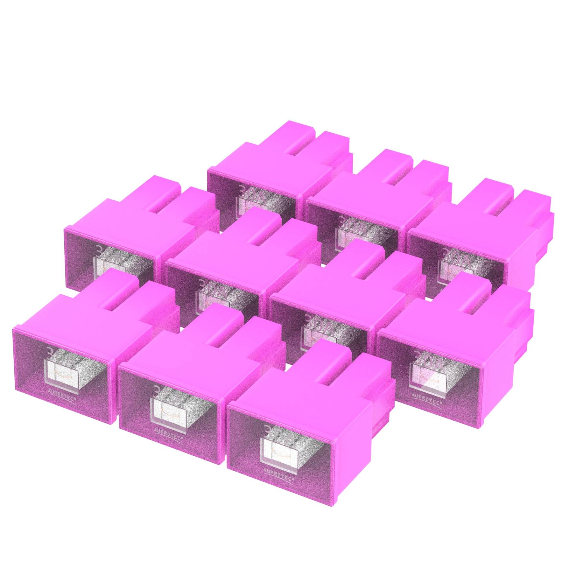 AUPROTEC PAL AS Blocksicherung Female OTO AS Japan 20A - 60A Auswahl: 30A Ampere pink, 10 Stück von AUPROTEC