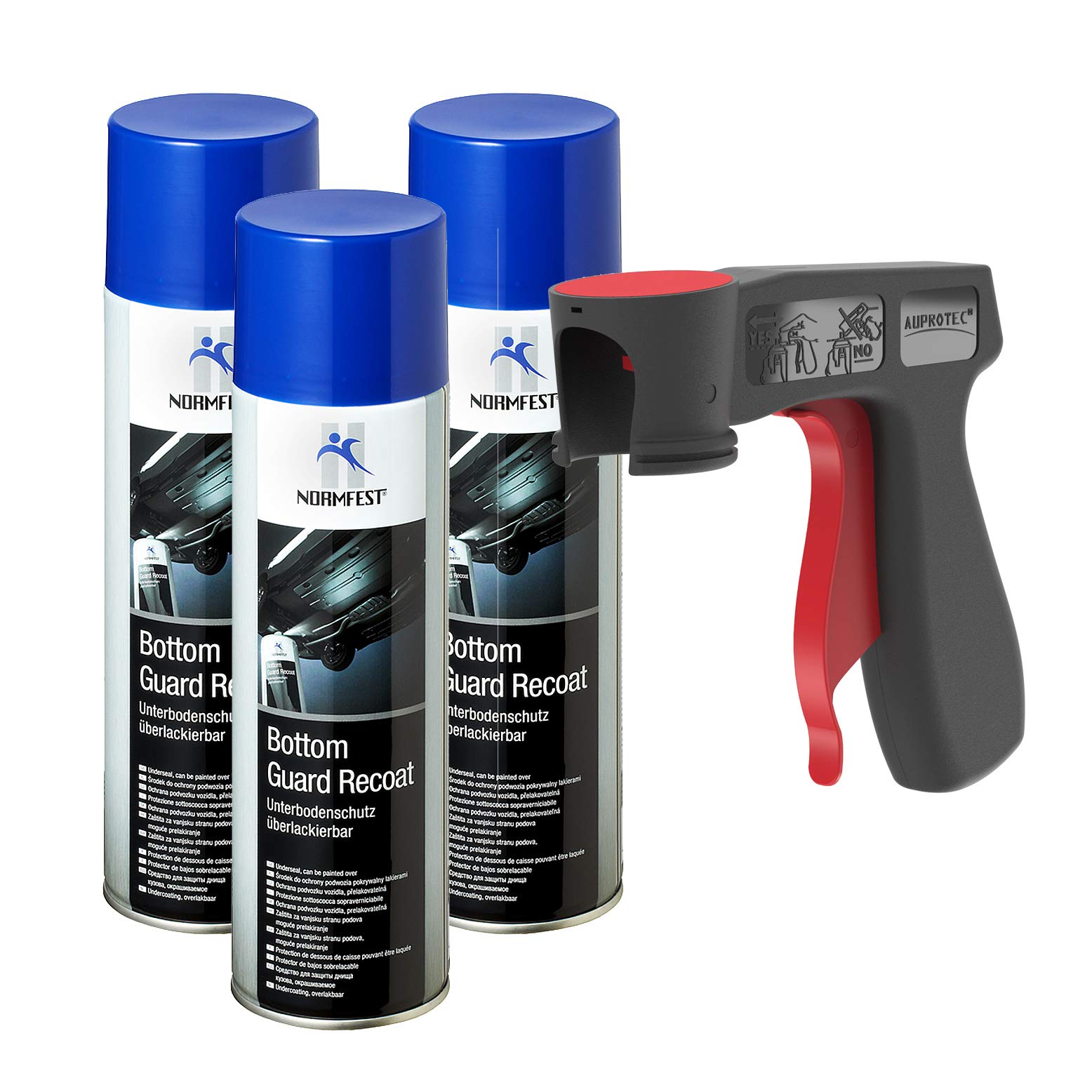 AUPROTEC Pistolengriff + Normfest Unterbodenschutz überlackierbar Bottom Guard Recoat Spray 3X 500ml AUPROTEC Pistolengriff + Normfest Unterbodenschutz überlackierbar Bottom Guard Recoat Spray 3X 500ml von AUPROTEC