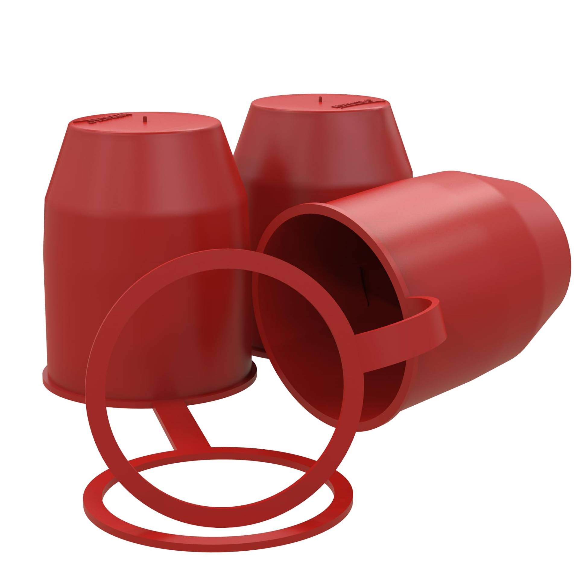 AUPROTEC Schutzkappe Anhängerkupplung mit Sicherungsring Kugelschutzkappe Abdeckkappe mit Schlaufe für Auto Kugelkopf-Kupplung rot 3er-Set von AUPROTEC