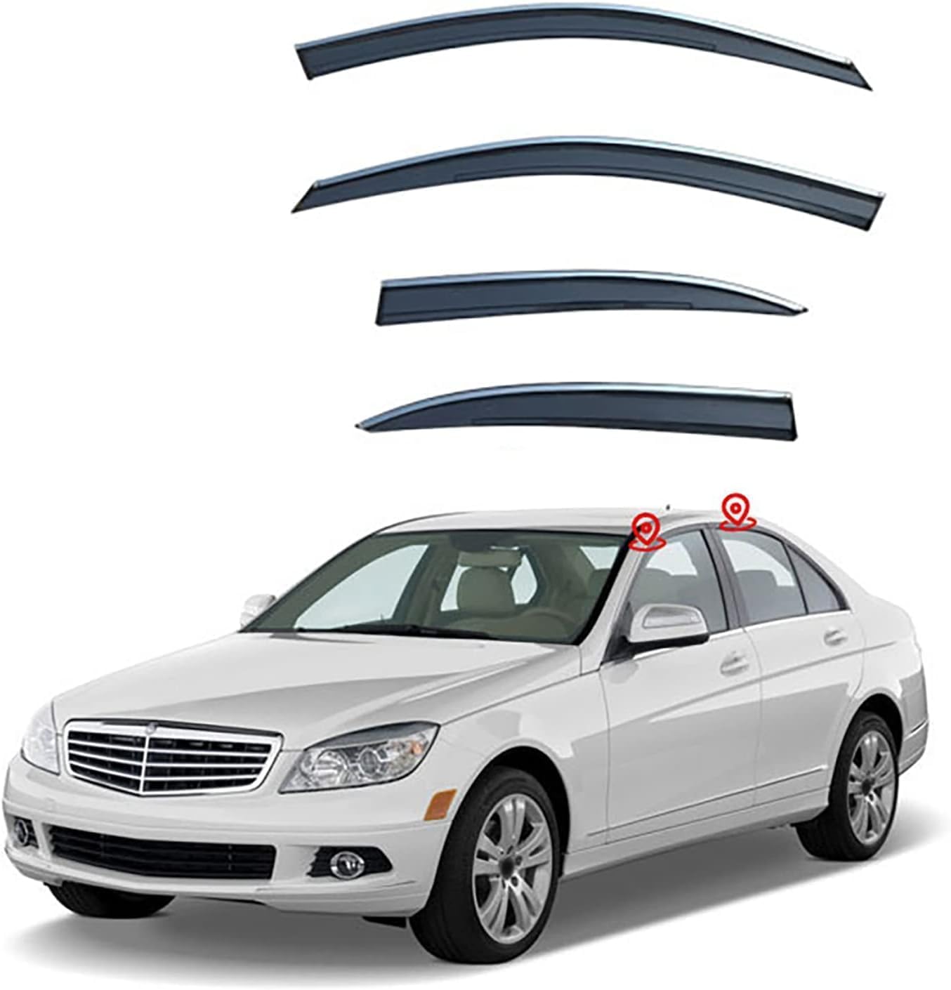 AUREIN 4 Stück Autofenster Windabweiser für Mercedes-Benz C Class W204 2007-2014, Autofenster Regenschutz Sonnenschutz Regenabweiser Deflektoren Guard Zubehör AUREIN 4 Stück Autofenster Windabweiser für Mercedes-Benz C Class W204 2007-2014, Autofenster Regenschutz Sonnenschutz Regenabweiser Deflektoren Guard Zubehör von AUREIN