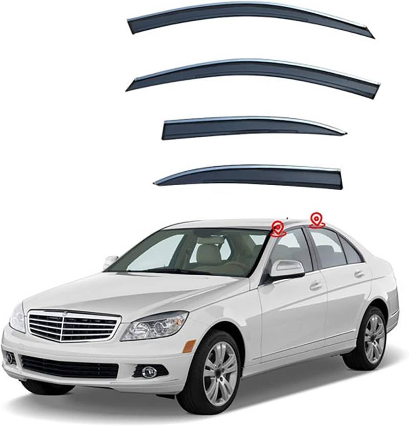 AUREIN 4 Stück Autofenster Windabweiser für Mercedes-Benz C Class W204 2007-2014, Autofenster Regenschutz Sonnenschutz Regenabweiser Deflektoren Guard Zubehör von AUREIN