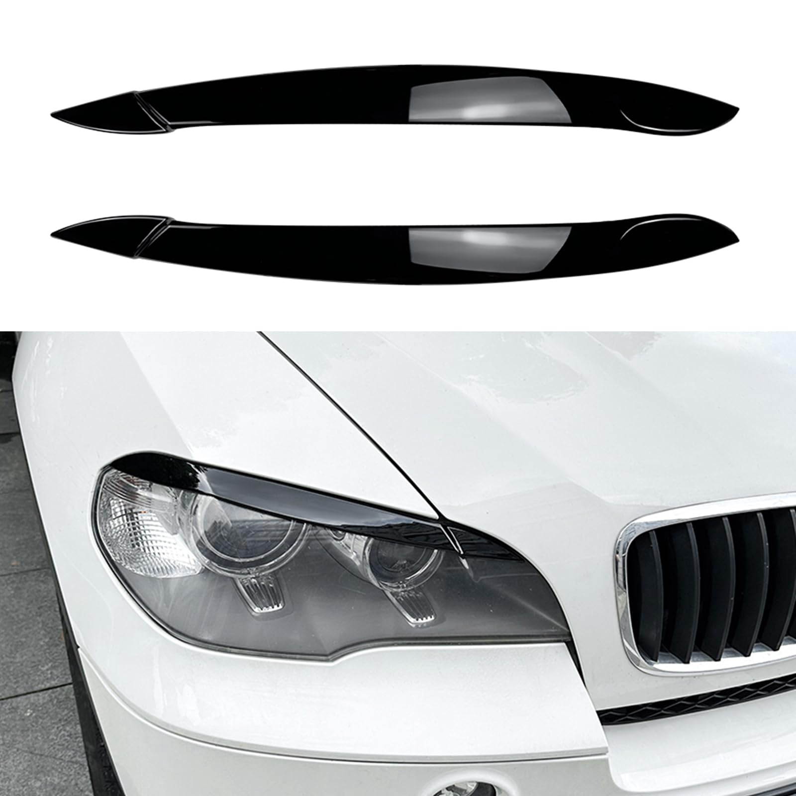 1 Paar Auto Scheinwerfer Augenlid Augenbrauen Trim Aufkleber für BMW X5 E70 08-13 Glanz Schwarz 1 Paar Auto Scheinwerfer Augenlid Augenbrauen Trim Aufkleber für BMW X5 E70 08-13 Glanz Schwarz von AUSMILA