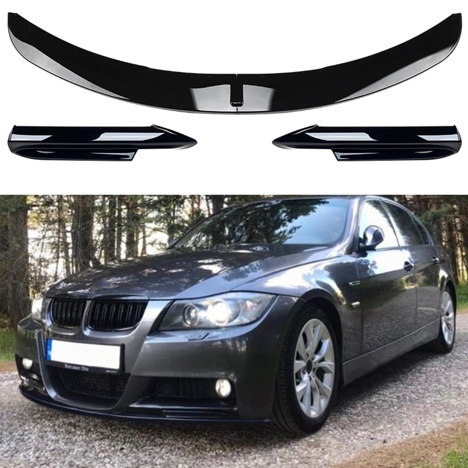 Für BMW 3er E90 E91 M-Tech 2005-2008 Frontstoßstange Spoilerlippe Kit Gloss BLK Für BMW 3er E90 E91 M-Tech 2005-2008 Frontstoßstange Spoilerlippe Kit Gloss BLK von AUSMILA