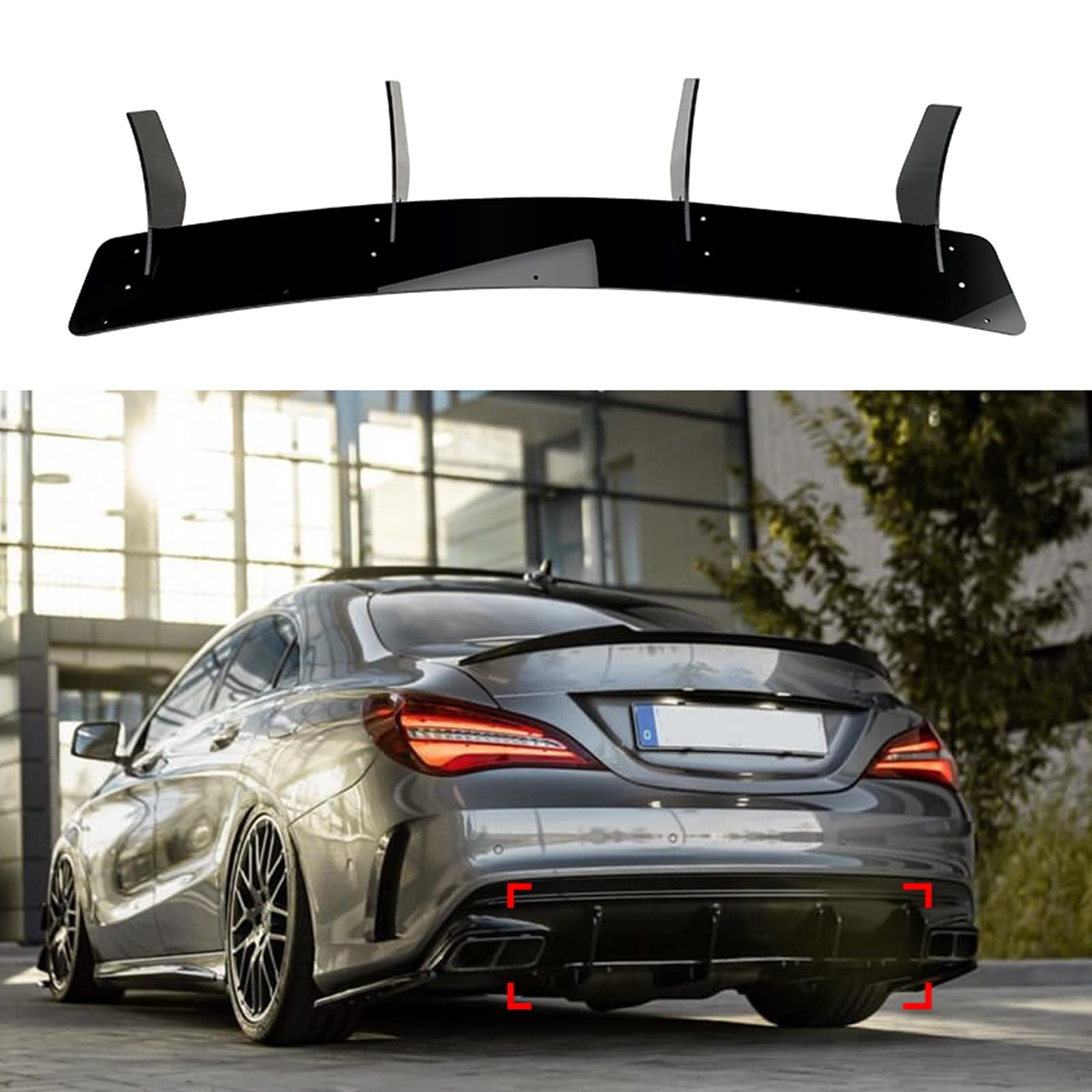 Heckdiffusor Lippe Shark Fin Cover Splitter für Benz CLA W117 CLA45 AMG 2016-2019 Heckdiffusor Lippe Shark Fin Cover Splitter für Benz CLA W117 CLA45 AMG 2016-2019 von AUSMILA