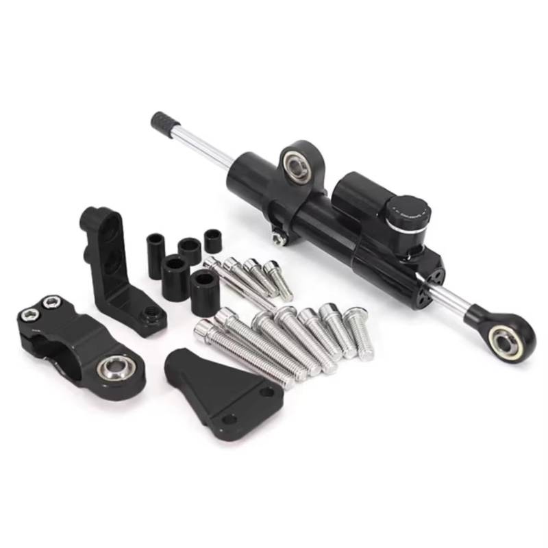 AUTEBGV Kompatibel Mit Aprilia Für RS660 2021 2022 2023 Motorrad Lenkstabilisierungsdämpferhalterung Einstellbarer Linearer Stoßdämpfer Universell Motorrad Lenkungsdämpfer(Black) von AUTEBGV