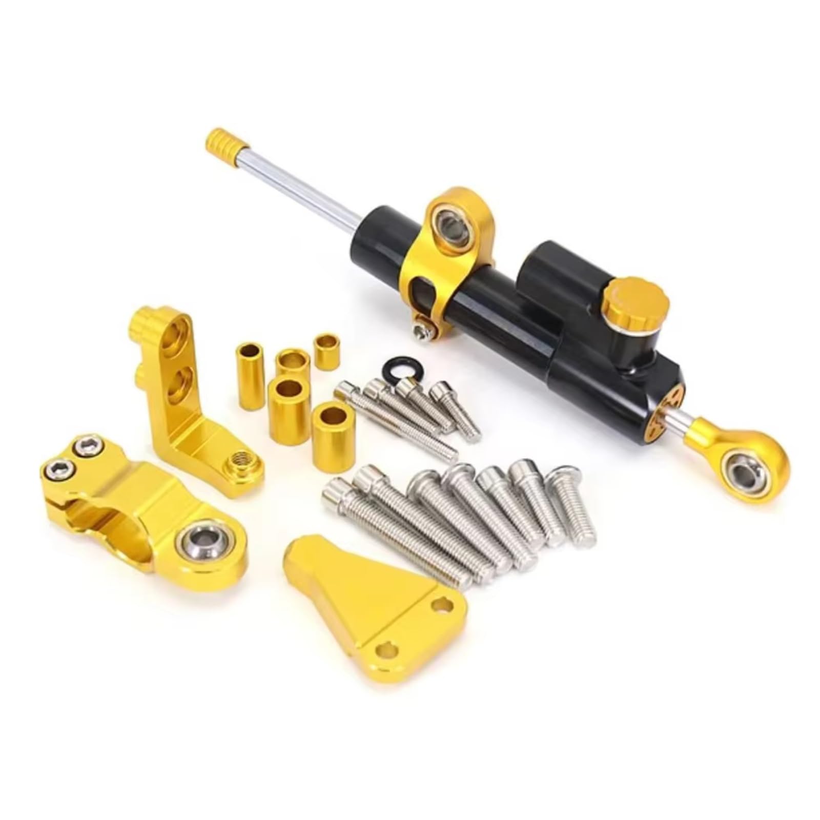 AUTEBGV Kompatibel Mit Aprilia Für RS660 2021 2022 2023 Motorrad Lenkstabilisierungsdämpferhalterung Einstellbarer Linearer Stoßdämpfer Universell Motorrad Lenkungsdämpfer(Black-Yellow) von AUTEBGV