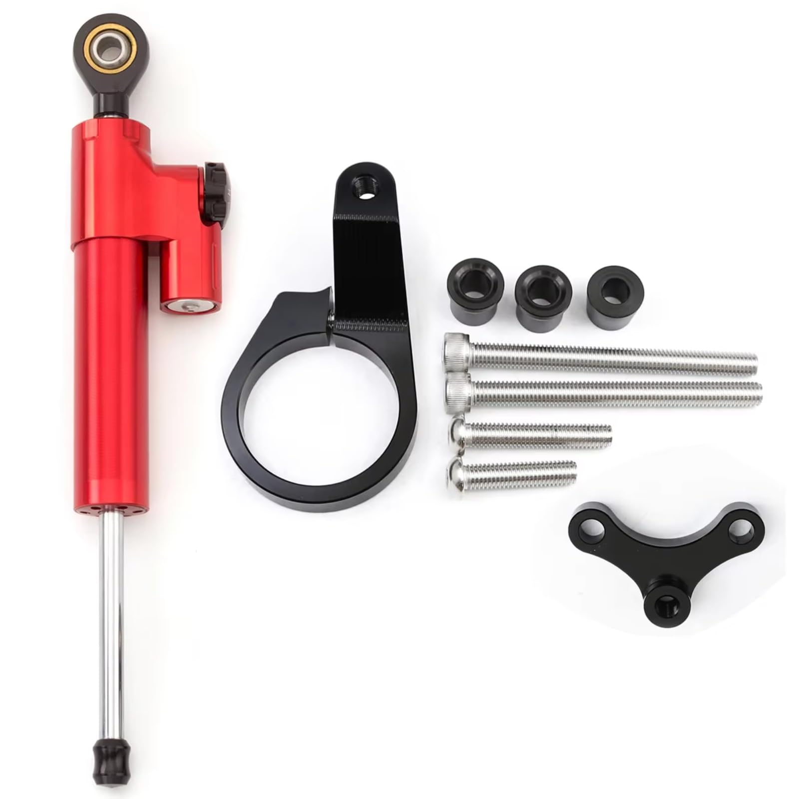 AUTEBGV Kompatibel Mit CBR650R 2019 2020 2021 2022 2023 Motorrad Lenkungsstabilisatordämpfer Einstellbarer Linearer Stoßdämpfer Universell Motorrad Lenkungsdämpfer(Red) von AUTEBGV
