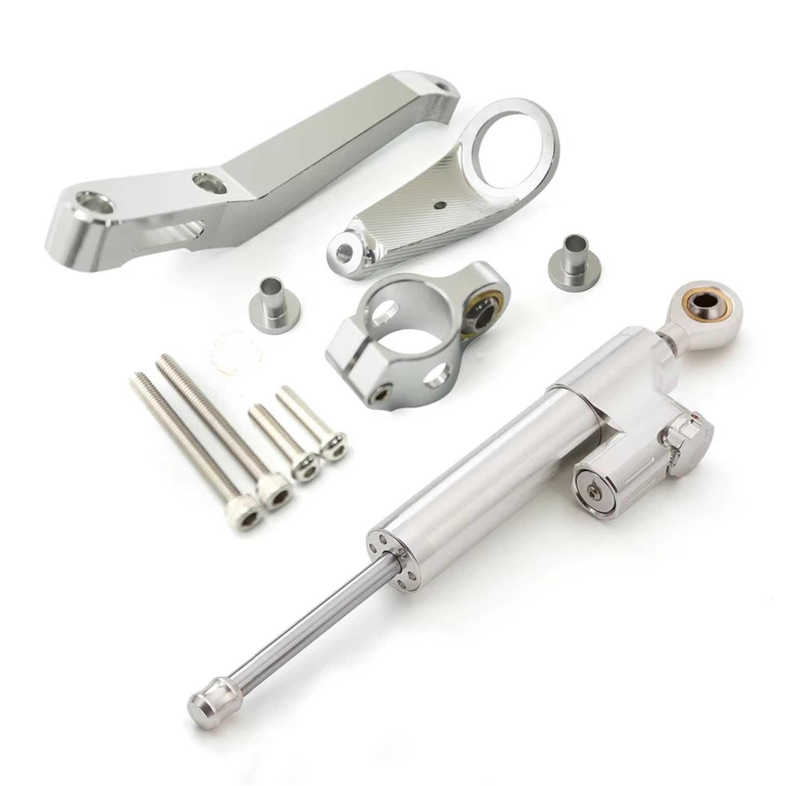 AUTEBGV Kompatibel Mit CBR954RR 2002 2003 Motorrad Lenkungsstabilisierungsdämpfer Einstellbarer Linearer Stoßdämpfer Montageteilsatz Universell Motorrad Lenkungsdämpfer(Silver) von AUTEBGV