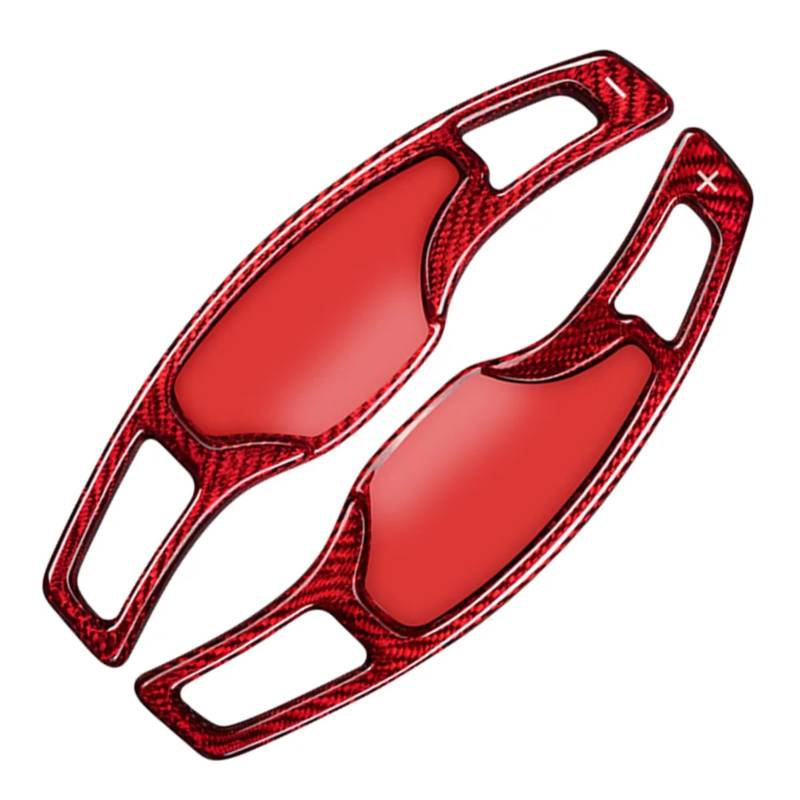 AUTEBGV Kompatibel Mit Cadillac Für CT5 2020 2021 2022 Geschmiedete Carbonfaser-Verlängerung Schalthebelabdeckung Auto-Lenkrad-Controller Schaltwippen-Verlängerung Lenkrad Schaltpaddel(Red) von AUTEBGV