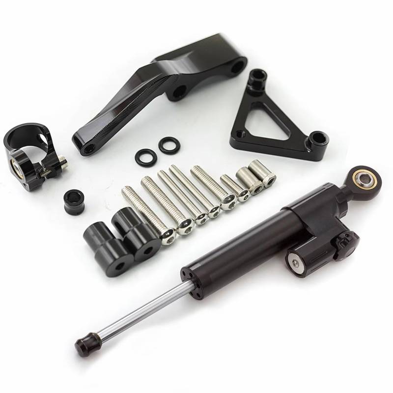 AUTEBGV Kompatibel Mit Ducati Für Monster 696 Motorrad Stabilisator Lenkungsdämpfer Stoßdämpfer Montagehalterungssatz Zubehör Motorrad Lenkungsdämpfer(Black) von AUTEBGV