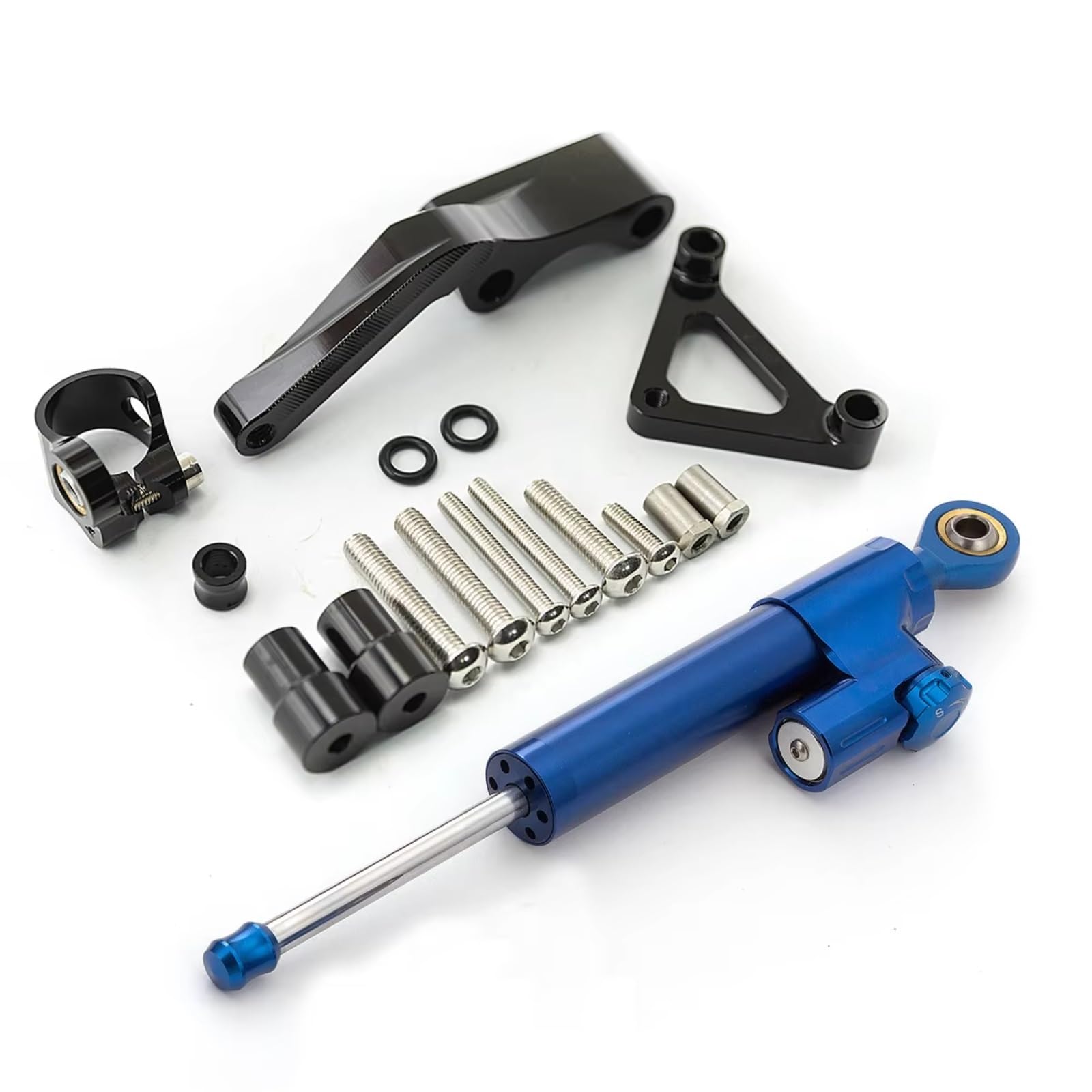 AUTEBGV Kompatibel Mit Ducati Für Monster 696 Motorrad Stabilisator Lenkungsdämpfer Stoßdämpfer Montagehalterungssatz Zubehör Motorrad Lenkungsdämpfer(Blue) von AUTEBGV