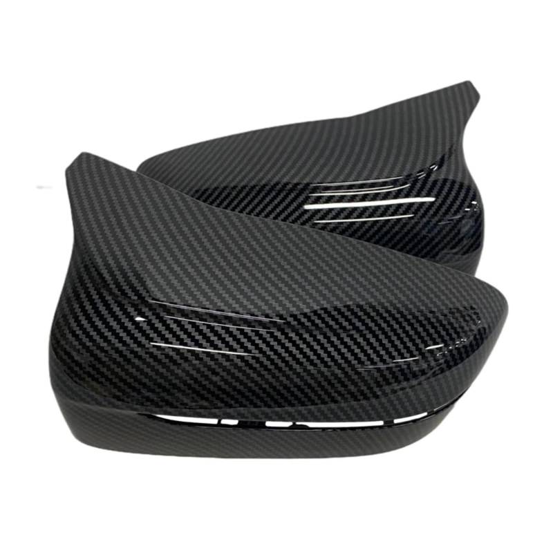 AUTEBGV Kompatibel Mit Für G22 G23 G24 2021 2022 2023, Kohlefasermuster, Außenspiegelabdeckung, Zierleiste, Seitliche Außenspiegelkappe Rückspiegel Kappe(Black Carbon) von AUTEBGV