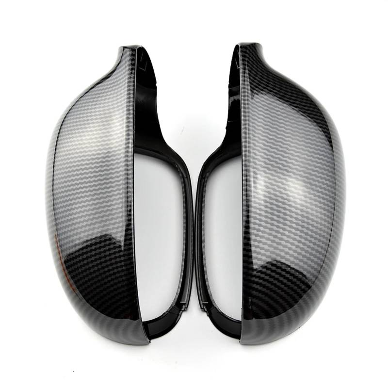 AUTEBGV Kompatibel Mit VW Für Golf Für G-TI MK5 2004 2005 2006 2007 2008, Carbonfasermuster, Schwarze Seitenspiegelkappenabdeckung Rückspiegel Kappe(Black Carbon) von AUTEBGV