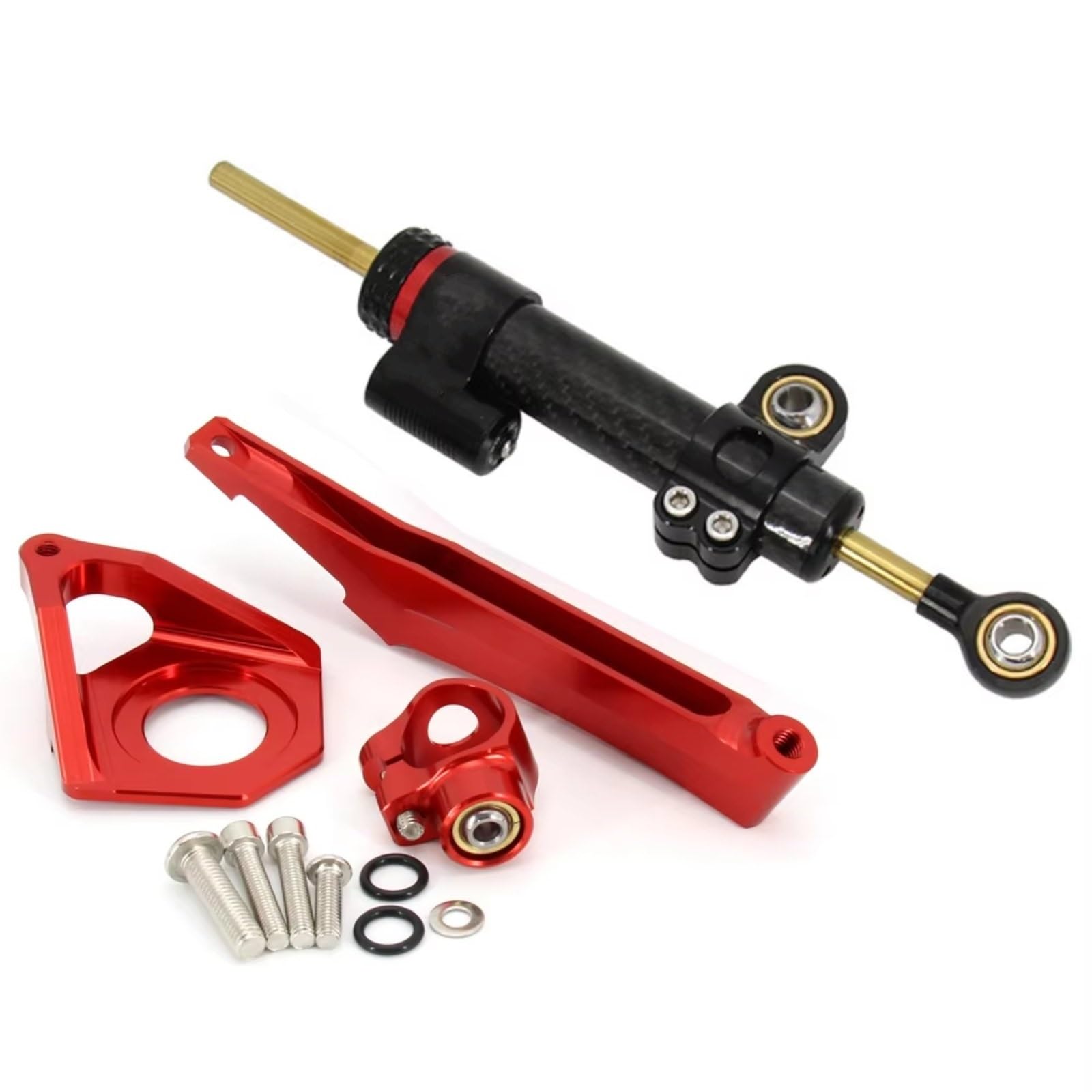 AUTEBGV Kompatibel Mit Yamaha Für YZF600 2003 2004 2005 Motorräder Lenkung Stabilisieren Dämpfer Einstellbare Kit Montage Linear Stoßdämpfer Teile Motorrad Lenkungsdämpfer(Black-Red) von AUTEBGV