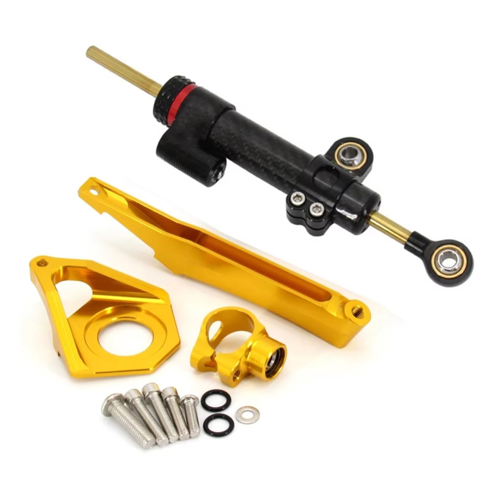 AUTEBGV Kompatibel Mit Yamaha Für YZF600 2003 2004 2005 Motorräder Lenkung Stabilisieren Dämpfer Einstellbare Kit Montage Linear Stoßdämpfer Teile Motorrad Lenkungsdämpfer(Black-Yellow) von AUTEBGV