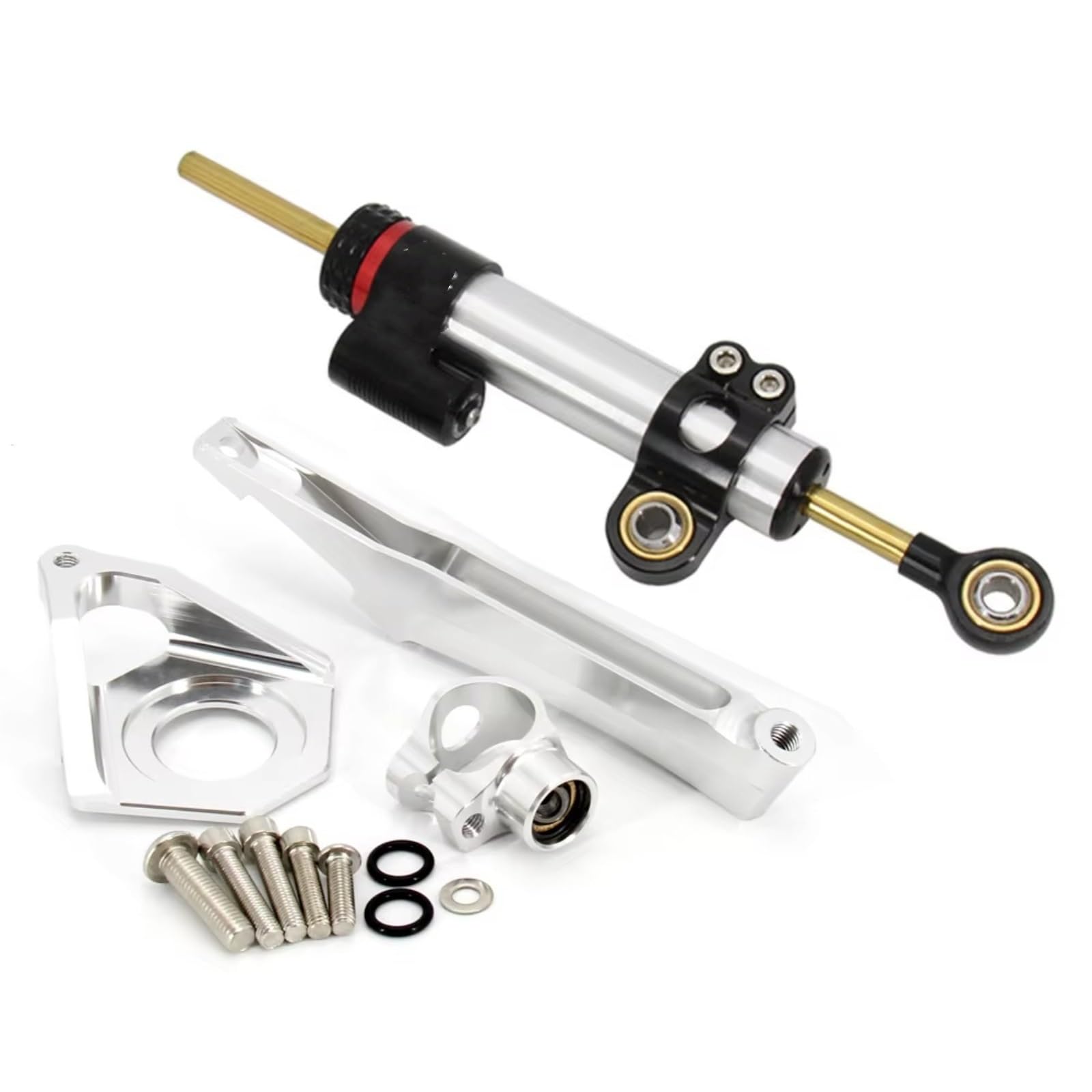 AUTEBGV Kompatibel Mit Yamaha Für YZF600 2003 2004 2005 Motorräder Lenkung Stabilisieren Dämpfer Einstellbare Kit Montage Linear Stoßdämpfer Teile Motorrad Lenkungsdämpfer(Silver) von AUTEBGV