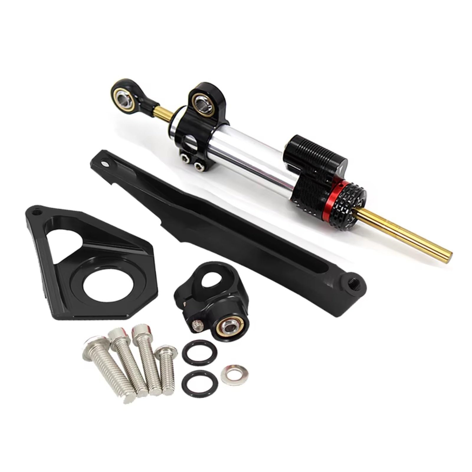 AUTEBGV Kompatibel Mit Yamaha Für YZF600 2003 2004 2005 Motorräder Lenkung Stabilisieren Dämpfer Einstellbare Kit Montage Linear Stoßdämpfer Teile Motorrad Lenkungsdämpfer(Silver-Black) von AUTEBGV