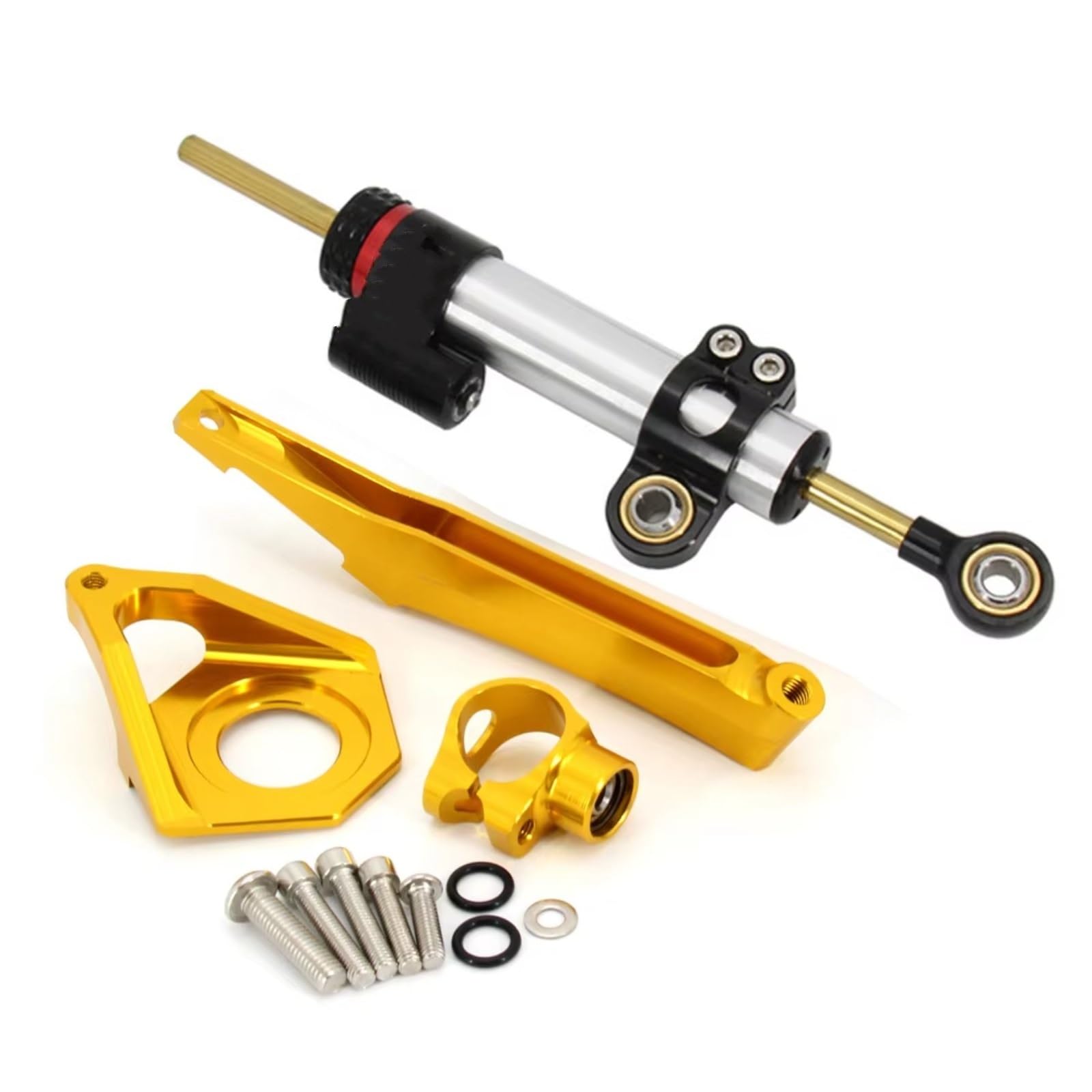 AUTEBGV Kompatibel Mit Yamaha Für YZF600 2003 2004 2005 Motorräder Lenkung Stabilisieren Dämpfer Einstellbare Kit Montage Linear Stoßdämpfer Teile Motorrad Lenkungsdämpfer(Silver-Yellow) von AUTEBGV