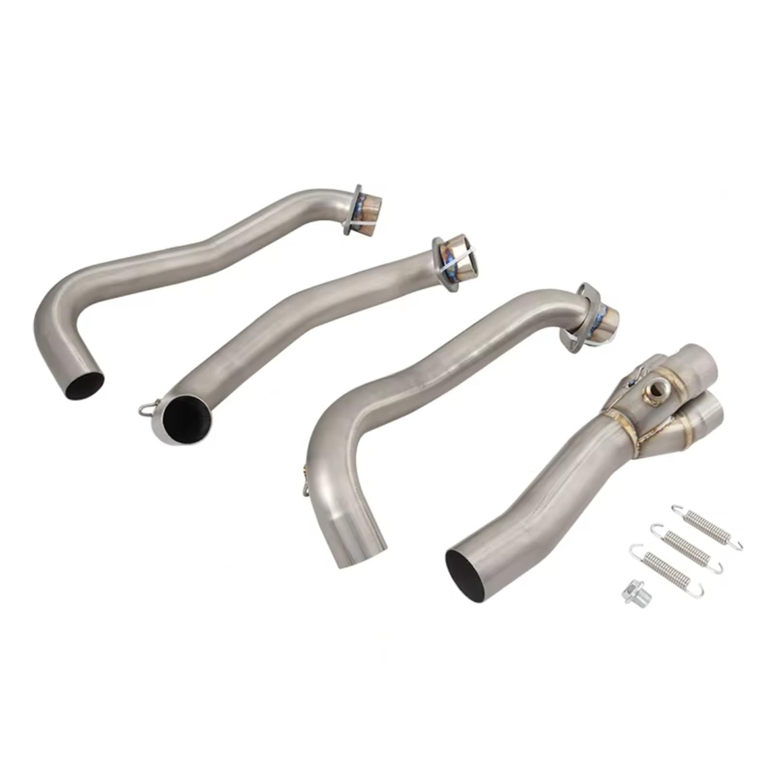 AUTEBGV Motorrad Mittelrohr Für Daytona 675 675R 2013 2014 2015 2016 2017 Motorradauspuff Für Escape Header Slip On Front Link Pipe Schalldämpfer(Silver) von AUTEBGV