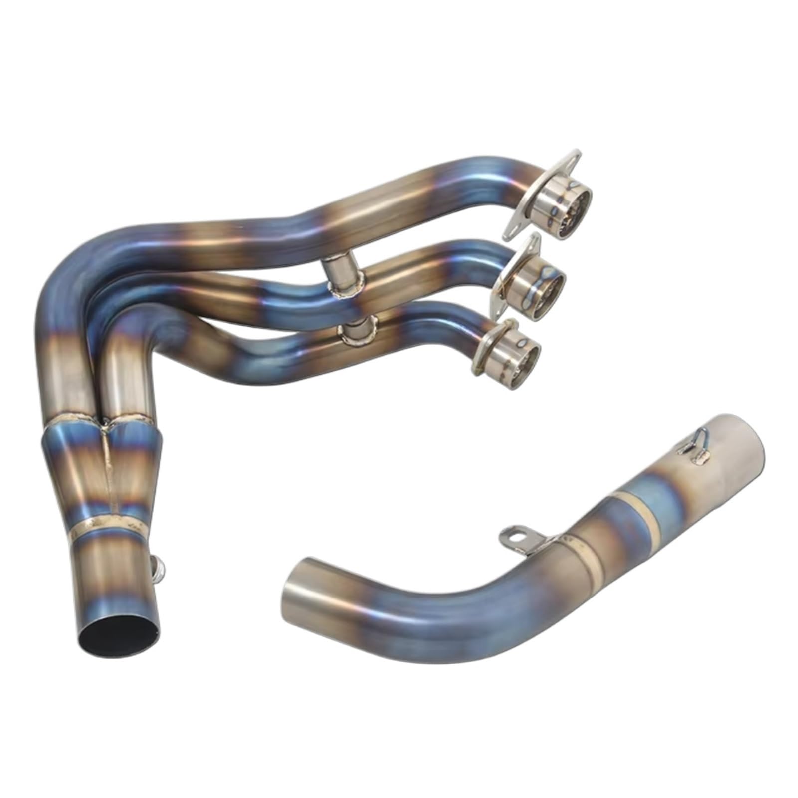 AUTEBGV Motorrad Mittelrohr Für Daytona 675R 2006 2007 2008 2009 2010 2011 2012 Vorne Link Rohr Motorrad Auspuff Systeme Für Flucht Mod Schalldämpfer(Blue) von AUTEBGV