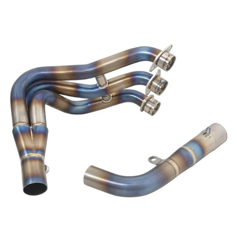 AUTEBGV Motorrad Mittelrohr Für Daytona 675R 2006 2007 2008 2009 2010 2011 2012 Vorne Link Rohr Motorrad Auspuff Systeme Für Flucht Mod Schalldämpfer(Blue) von AUTEBGV