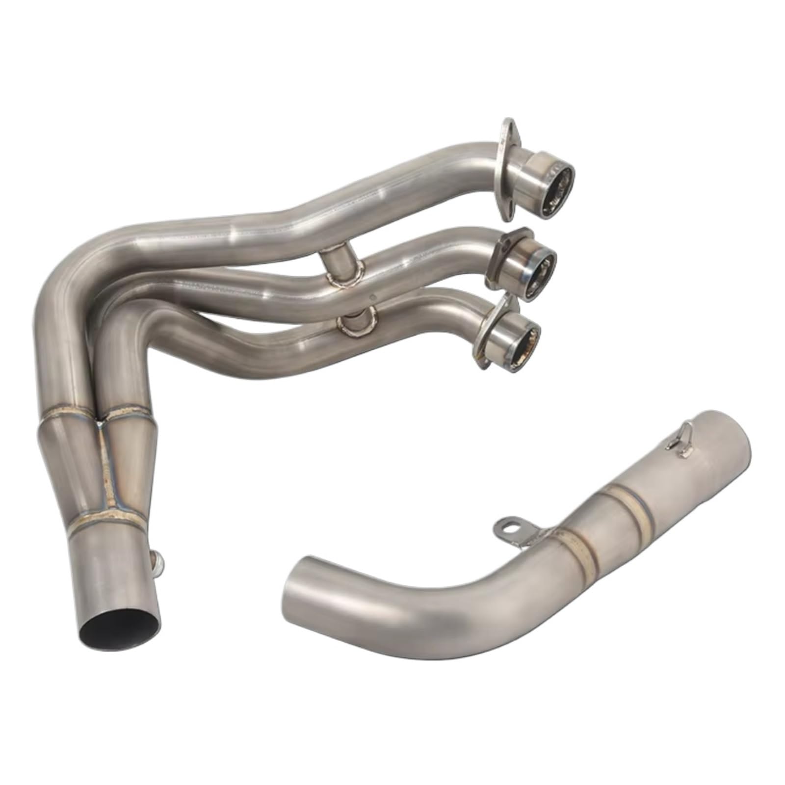 AUTEBGV Motorrad Mittelrohr Für Daytona 675R 2006 2007 2008 2009 2010 2011 2012 Vorne Link Rohr Motorrad Auspuff Systeme Für Flucht Mod Schalldämpfer(Silver) von AUTEBGV